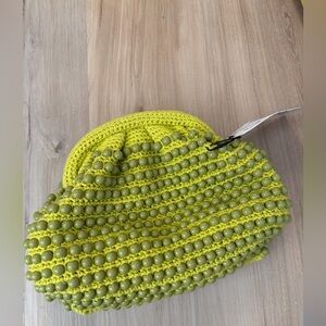 Zara Lime Green Beaded Crochet Clutch